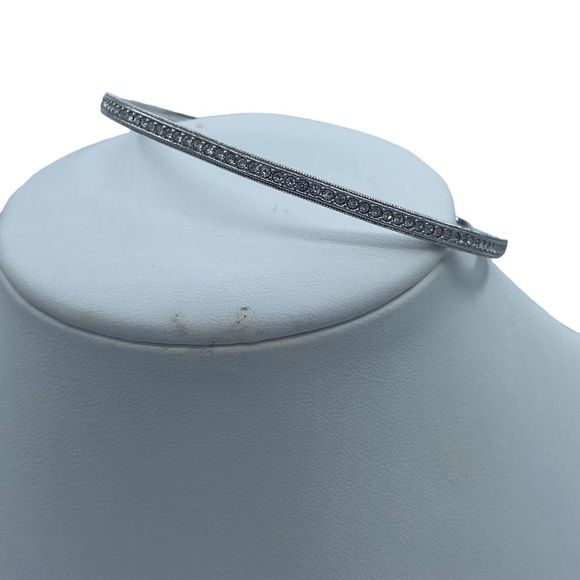 Nadir  silver designer bangle NEW with CZ clear stones size 8” dainty - Picture 9 of 9